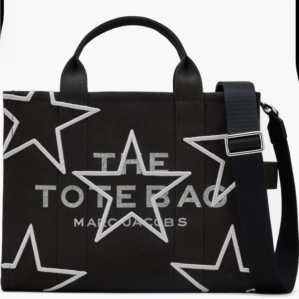 Marc Jacobs Black Canvas Star-Embroidered Tote Bag